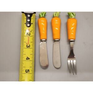 3 piece CHEESE/BUTTER/DIP SPREADER KNIVES W/ Matching Hors D'oeuvre Fork Japan